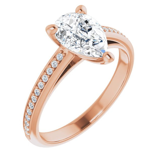 10K Rose Gold Customizable Cathedral-set Pear Cut Style with Shared Prong Band