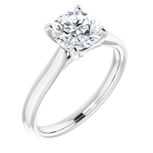 10K White Gold Customizable Cathedral-Prong Round Cut Solitaire