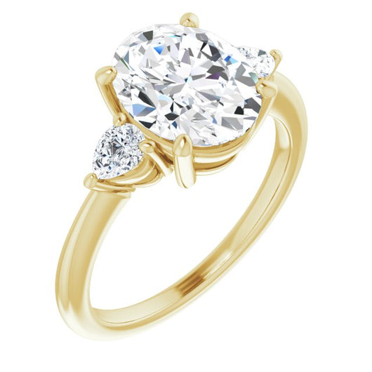 10K Yellow Gold Customizable 3-stone Oval Style with Pear Accents