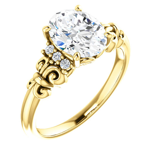 10K Yellow Gold Customizable 7-stone Oval Cut Design with Vertical Round-Channel Accents