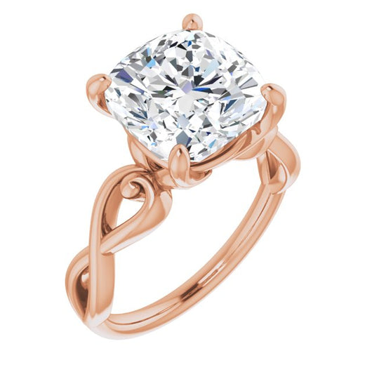 10K Rose Gold Customizable Cushion Cut Solitaire Design with Tapered Infinity-symbol Split-band