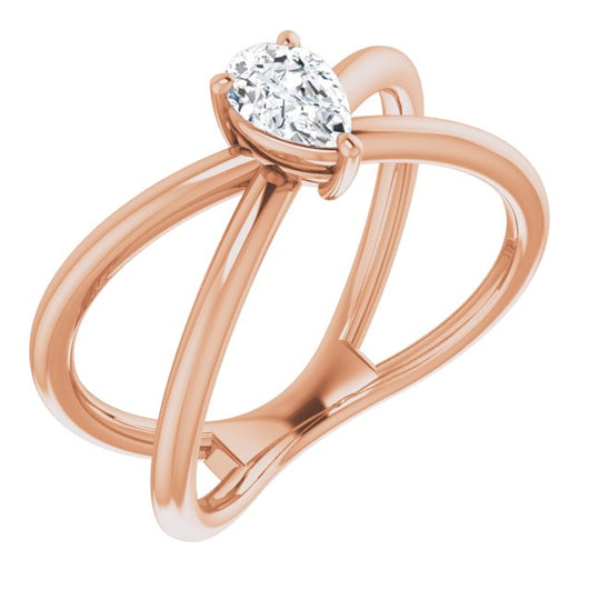 10K Rose Gold Customizable Pear Cut Solitaire with Semi-Atomic Symbol Band