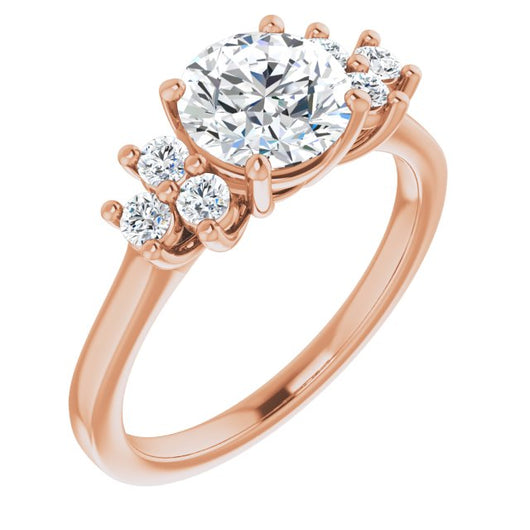 10K Rose Gold Customizable Round Cut 7-stone Prong-Set Design