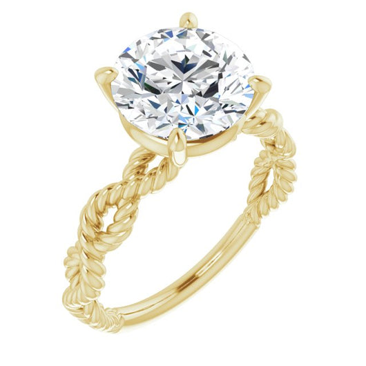 10K Yellow Gold Customizable Round Cut Solitaire with Infinity-inspired Twisting-Rope Split Band