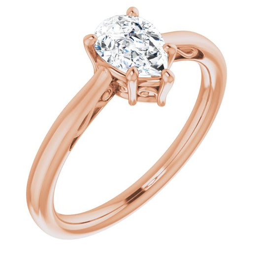 10K Rose Gold Customizable Pear Cut Solitaire with 'Incomplete' Decorations