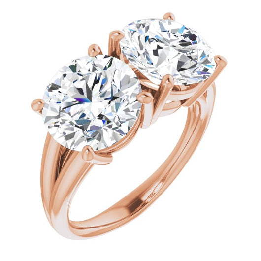 10K Rose Gold Customizable Two-Stone Round Cut with Split Band