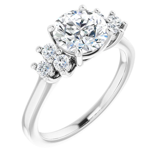 10K White Gold Customizable Round Cut 7-stone Prong-Set Design