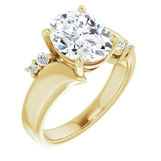 10K Yellow Gold Customizable 5-stone Oval Cut Style featuring Artisan Bypass