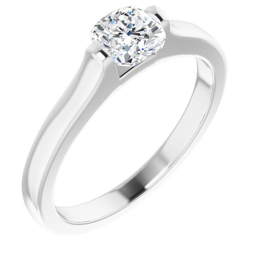 10K White Gold Customizable Bar-set Cushion Cut Solitaire