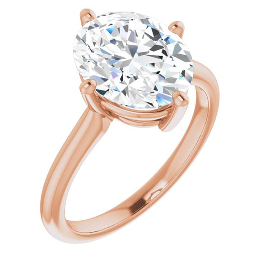 10K Rose Gold Customizable Oval Cut Solitaire with Raised Prong Basket