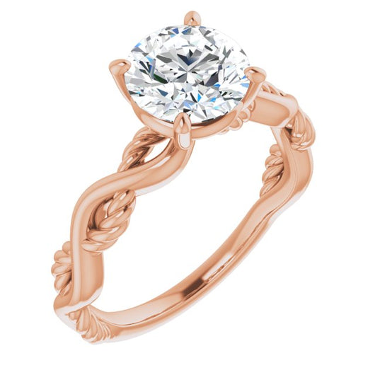 10K Rose Gold Customizable Round Cut Solitaire with Twisting Split Band