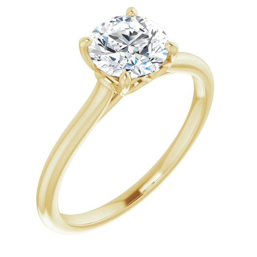 10K Yellow Gold Customizable Cathedral-style Round Cut Solitaire with Decorative Heart Prong Basket