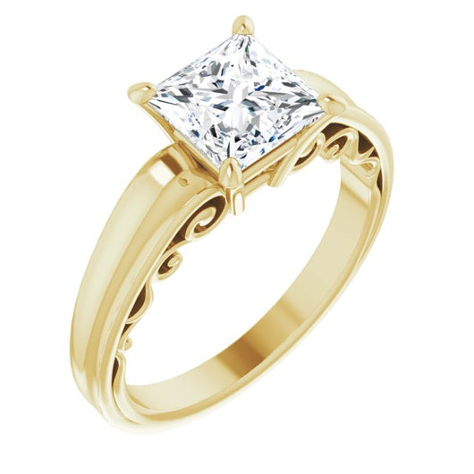 10K Yellow Gold Customizable Princess/Square Cut Solitaire