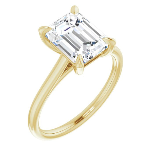 10K Yellow Gold Customizable Classic Cathedral Emerald/Radiant Cut Solitaire