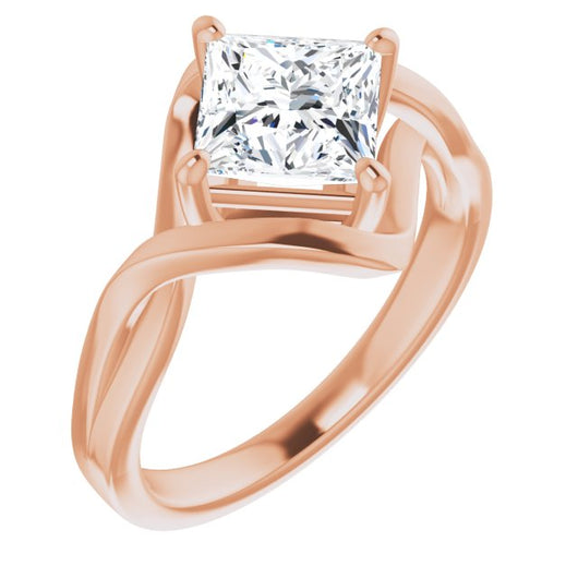 10K Rose Gold Customizable Princess/Square Cut Hurricane-inspired Bypass Solitaire