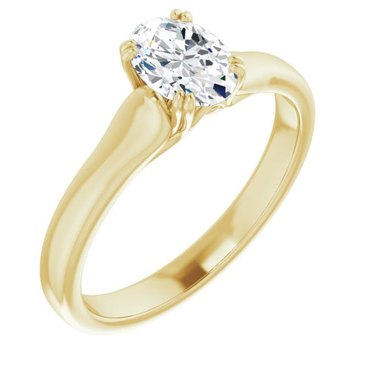 10K Yellow Gold Customizable Oval Cut Solitaire with Under-trellis Design