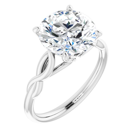 10K White Gold Customizable Round Cut Solitaire with Braided Infinity-inspired Band and Fancy Basket)