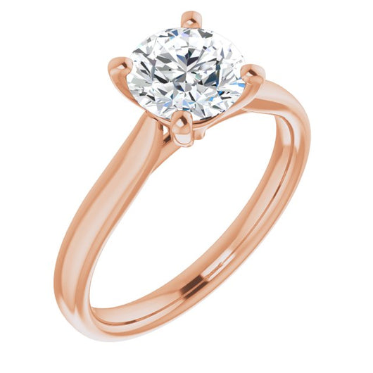 10K Rose Gold Customizable Cathedral-Prong Round Cut Solitaire