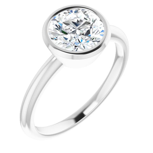 10K White Gold Customizable Bezel-set Round Cut Solitaire with Thin Band