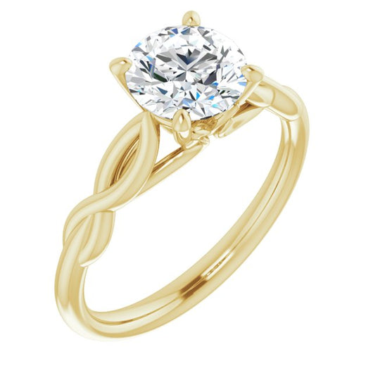 10K Yellow Gold Customizable Round Cut Solitaire with Braided Infinity-inspired Band and Fancy Basket)