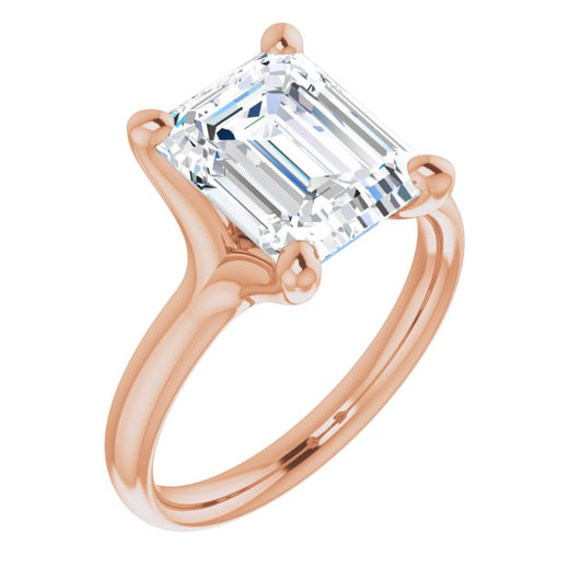 10K Rose Gold Customizable Emerald/Radiant Cut Fabulous Solitaire