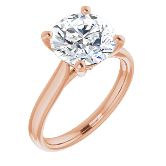 10K Rose Gold Customizable Cathedral-Prong Round Cut Solitaire