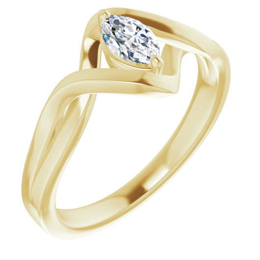 10K Yellow Gold Customizable Marquise Cut Hurricane-inspired Bypass Solitaire