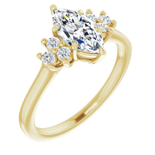 10K Yellow Gold Customizable Marquise Cut 7-stone Prong-Set Design