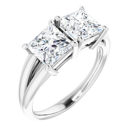 10K White Gold Customizable Two-Stone Princess/Square Cut with Split Band