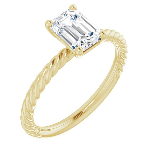 10K Yellow Gold Customizable [[Cut] Cut Solitaire featuring Braided Rope Band