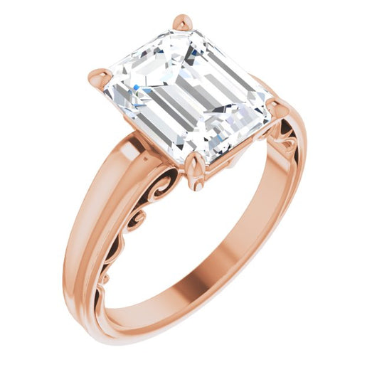 10K Rose Gold Customizable Emerald/Radiant Cut Solitaire