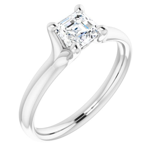 10K White Gold Customizable Asscher Cut Fabulous Solitaire