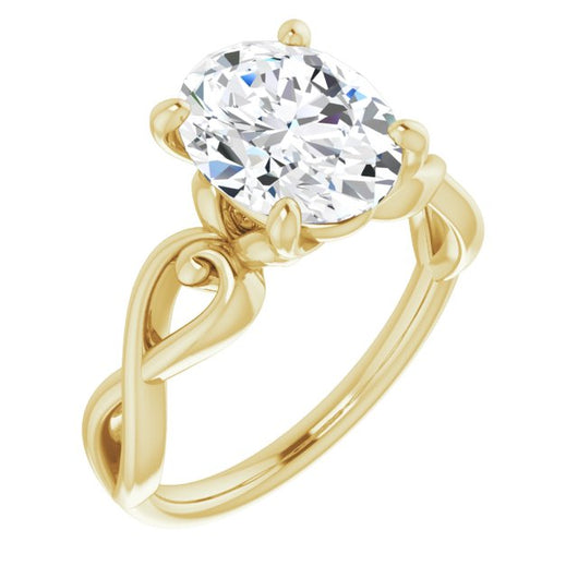 10K Yellow Gold Customizable Oval Cut Solitaire Design with Tapered Infinity-symbol Split-band