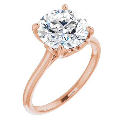 10K Rose Gold Customizable Cathedral-style Round Cut Solitaire with Decorative Heart Prong Basket