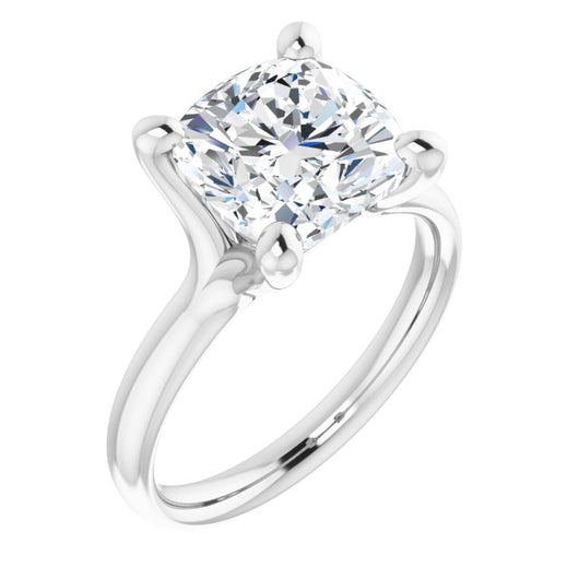 10K White Gold Customizable Cushion Cut Fabulous Solitaire