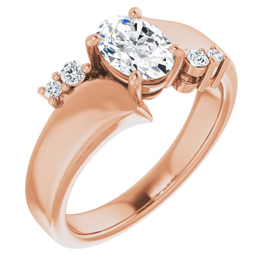 10K Rose Gold Customizable 5-stone Oval Cut Style featuring Artisan Bypass