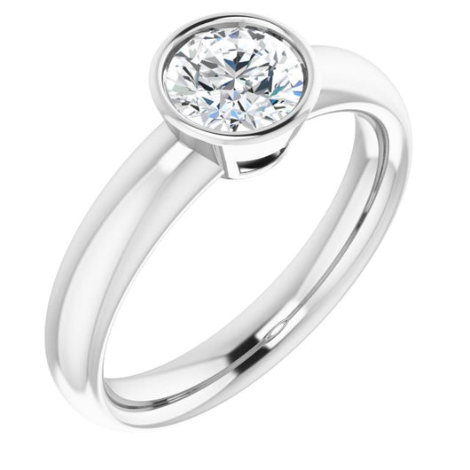 10K White Gold Customizable Bezel-set Round Cut Solitaire with Wide Band