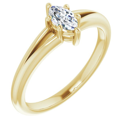 10K Yellow Gold Customizable Marquise Cut Solitaire with Tapered Split Band