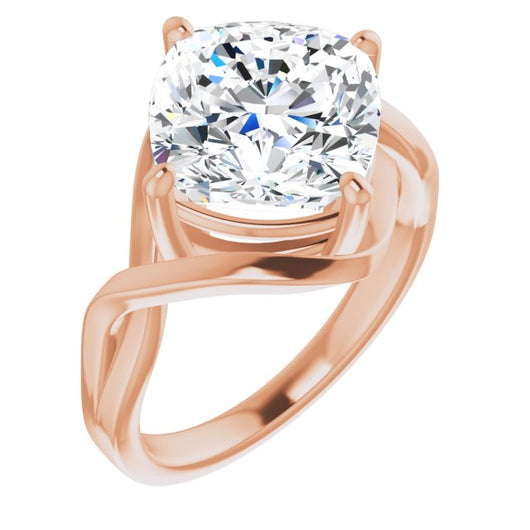 10K Rose Gold Customizable Cushion Cut Hurricane-inspired Bypass Solitaire