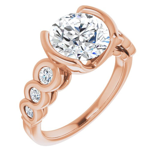 14K Rose Gold Customizable 7-stone Round Cut Design with Interlocking Infinity Band