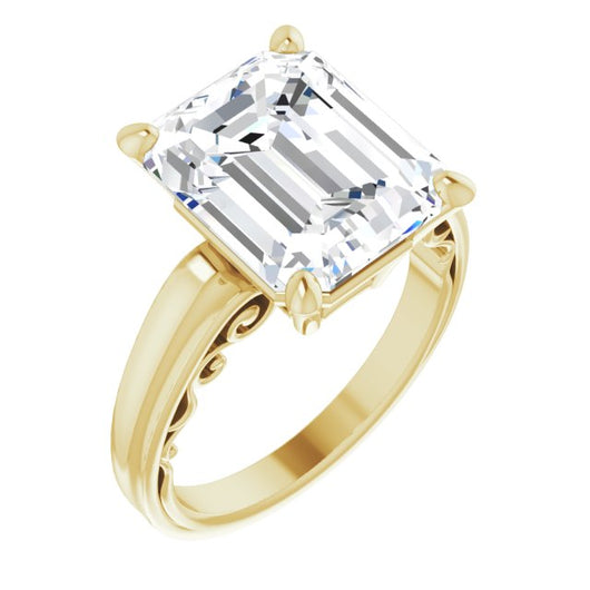 10K Yellow Gold Customizable Emerald/Radiant Cut Solitaire