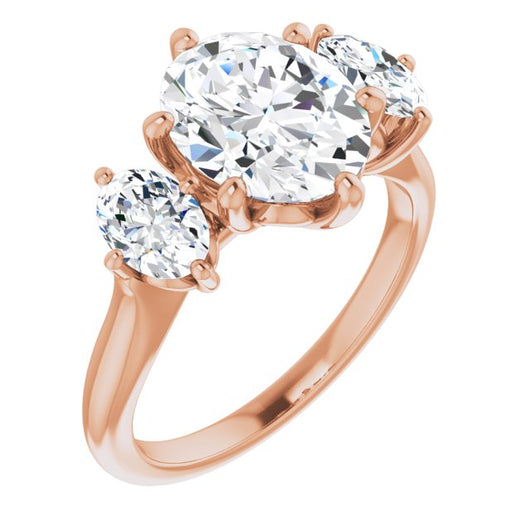 10K Rose Gold Customizable Triple Oval Cut Design with Decorative Trellis