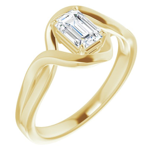 10K Yellow Gold Customizable Emerald/Radiant Cut Hurricane-inspired Bypass Solitaire