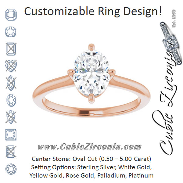 Cubic Zirconia Engagement Ring- The Adora (Customizable Oval Cut Solitaire with Raised Prong Basket)