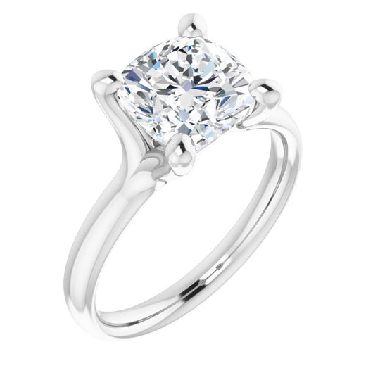 10K White Gold Customizable Cushion Cut Fabulous Solitaire