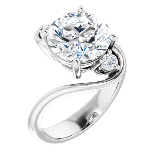 10K White Gold Customizable 3-stone Round Cut Setting featuring Artisan Bypass