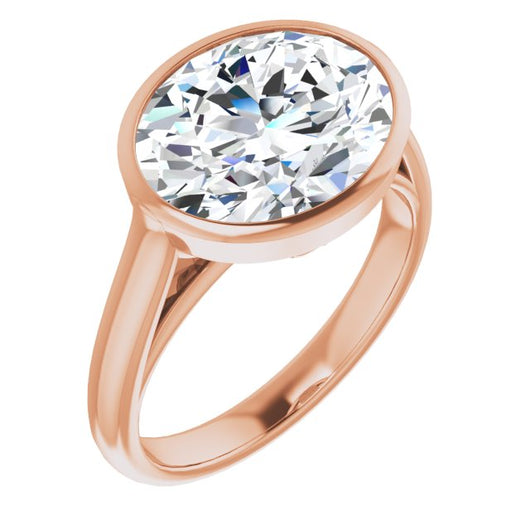 10K Rose Gold Customizable Cathedral-Bezel Oval Cut 7-stone "Semi-Solitaire" Design