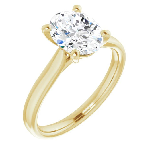 10K Yellow Gold Customizable Cathedral-Prong Oval Cut Solitaire