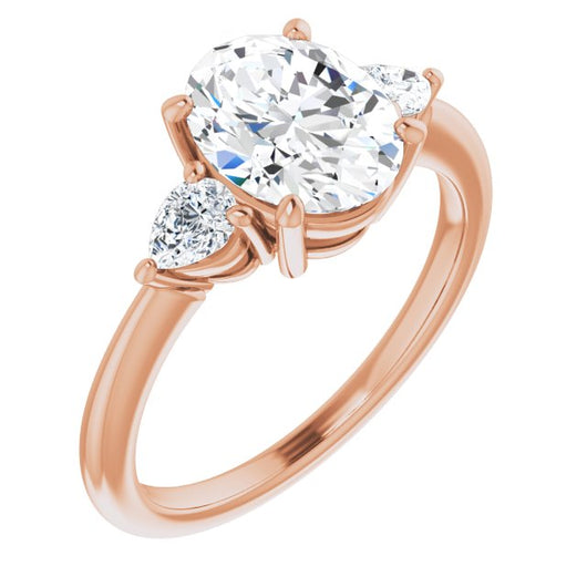 10K Rose Gold Customizable 3-stone Oval Style with Pear Accents