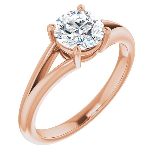 10K Rose Gold Customizable Round Cut Solitaire with Tapered Split Band